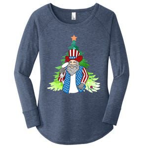 Here Comes Santa Clauspatriotic Kris Kringle Christmas Tree Gift Women's Perfect Tri Tunic Long Sleeve Shirt