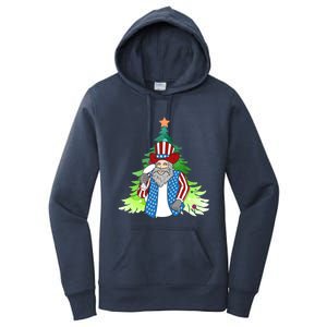 Here Comes Santa Clauspatriotic Kris Kringle Christmas Tree Gift Women's Pullover Hoodie