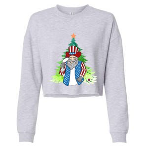 Here Comes Santa Clauspatriotic Kris Kringle Christmas Tree Gift Cropped Pullover Crew