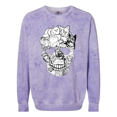 Halloween Cat Skull Kitty Skeleton Costume Skull Cat Colorblast Crewneck Sweatshirt