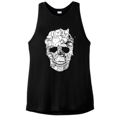 Halloween Cat Skull Kitty Skeleton Costume Skull Cat Ladies PosiCharge Tri-Blend Wicking Tank