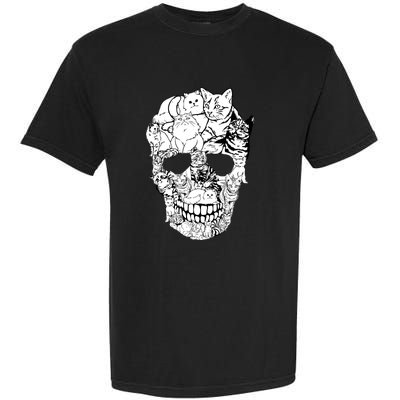 Halloween Cat Skull Kitty Skeleton Costume Skull Cat Garment-Dyed Heavyweight T-Shirt