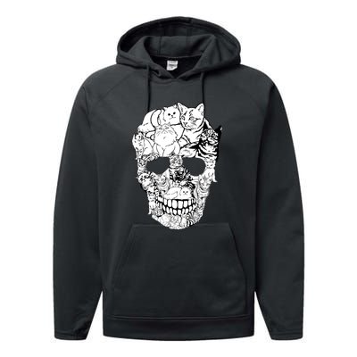 Halloween Cat Skull Kitty Skeleton Costume Skull Cat Performance Fleece Hoodie