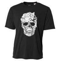 Halloween Cat Skull Kitty Skeleton Costume Skull Cat Cooling Performance Crew T-Shirt