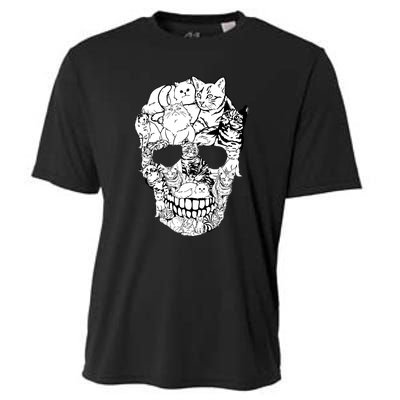 Halloween Cat Skull Kitty Skeleton Costume Skull Cat Cooling Performance Crew T-Shirt