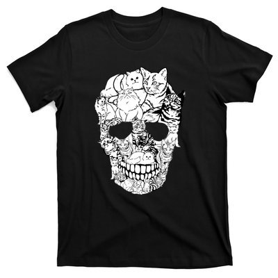 Halloween Cat Skull Kitty Skeleton Costume Skull Cat T-Shirt