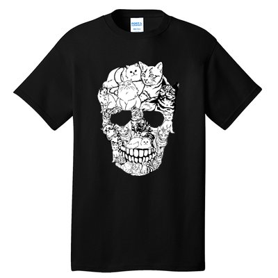 Halloween Cat Skull Kitty Skeleton Costume Skull Cat Tall T-Shirt