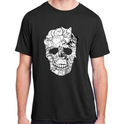 Halloween Cat Skull Kitty Skeleton Costume Skull Cat Adult ChromaSoft Performance T-Shirt