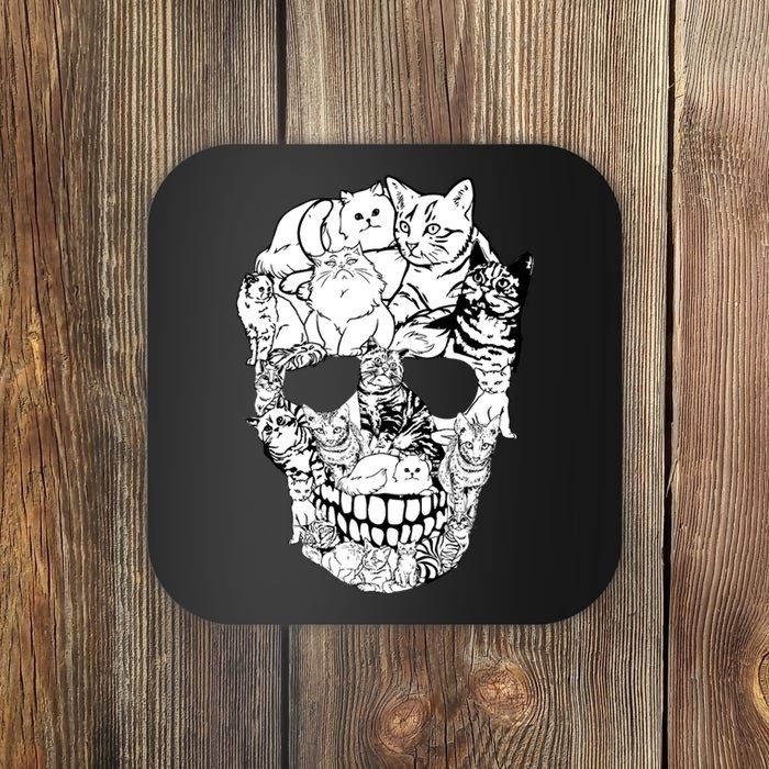 Halloween Cat Skull Kitty Skeleton Costume Skull Cat Coaster