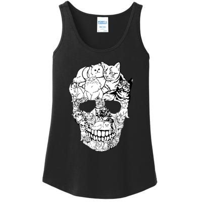 Halloween Cat Skull Kitty Skeleton Costume Skull Cat Ladies Essential Tank