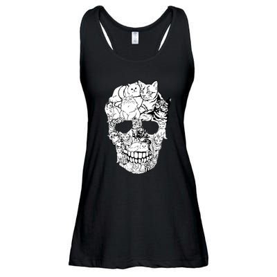 Halloween Cat Skull Kitty Skeleton Costume Skull Cat Ladies Essential Flowy Tank