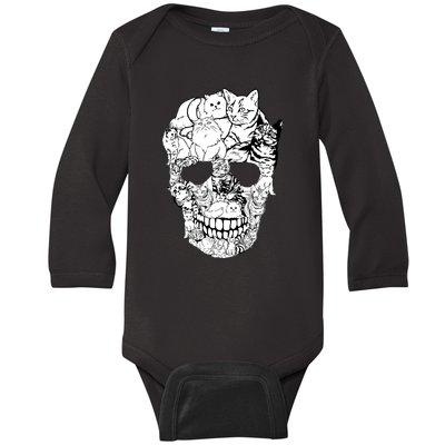 Halloween Cat Skull Kitty Skeleton Costume Skull Cat Baby Long Sleeve Bodysuit