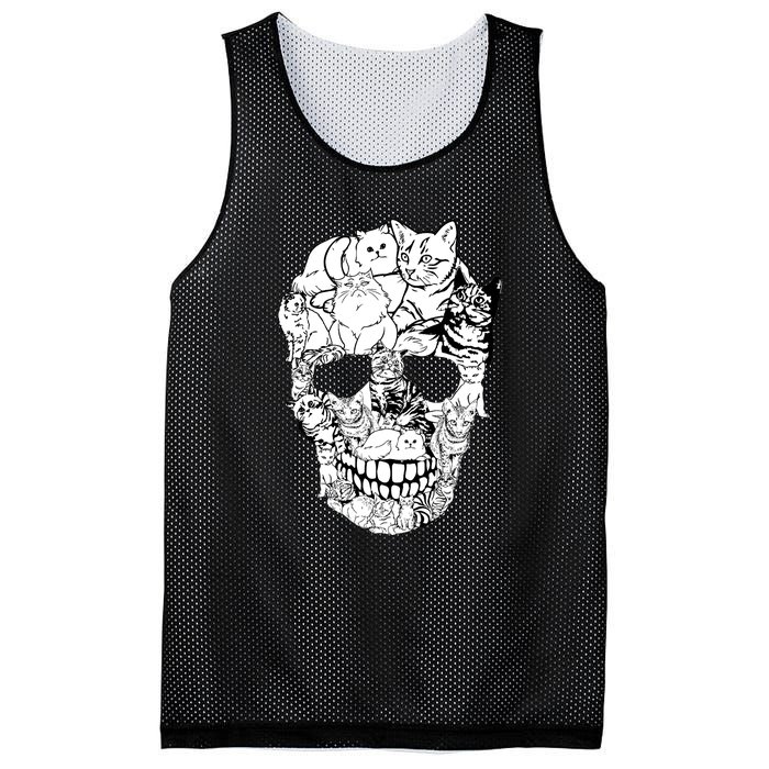 Halloween Cat Skull Kitty Skeleton Costume Skull Cat Mesh Reversible Basketball Jersey Tank