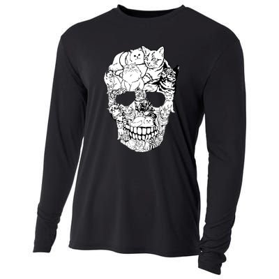 Halloween Cat Skull Kitty Skeleton Costume Skull Cat Cooling Performance Long Sleeve Crew