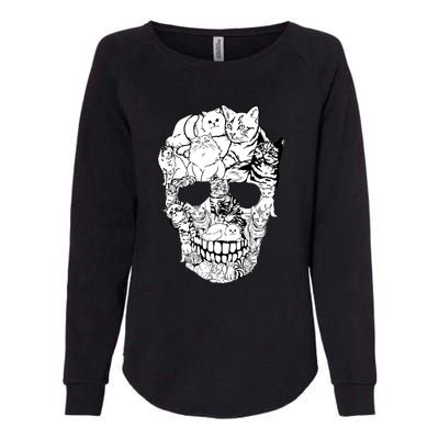 Halloween Cat Skull Kitty Skeleton Costume Skull Cat Womens California Wash Sweatshirt