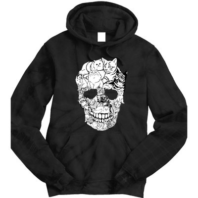 Halloween Cat Skull Kitty Skeleton Costume Skull Cat Tie Dye Hoodie