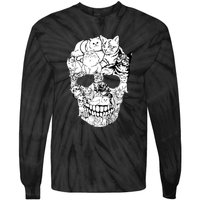 Halloween Cat Skull Kitty Skeleton Costume Skull Cat Tie-Dye Long Sleeve Shirt