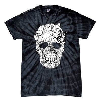 Halloween Cat Skull Kitty Skeleton Costume Skull Cat Tie-Dye T-Shirt