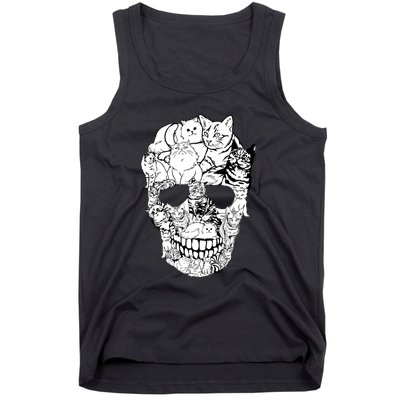 Halloween Cat Skull Kitty Skeleton Costume Skull Cat Tank Top