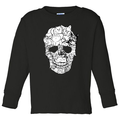 Halloween Cat Skull Kitty Skeleton Costume Skull Cat Toddler Long Sleeve Shirt