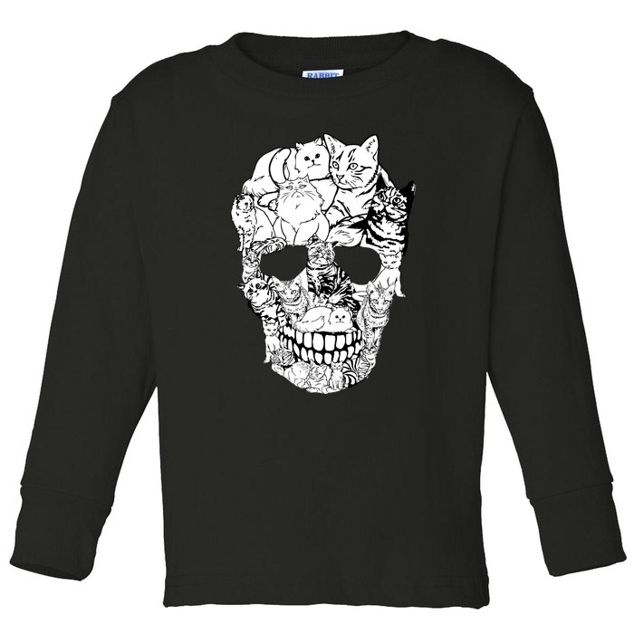 Halloween Cat Skull Kitty Skeleton Costume Skull Cat Toddler Long Sleeve Shirt