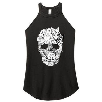 Halloween Cat Skull Kitty Skeleton Costume Skull Cat Women's Perfect Tri Rocker Tank