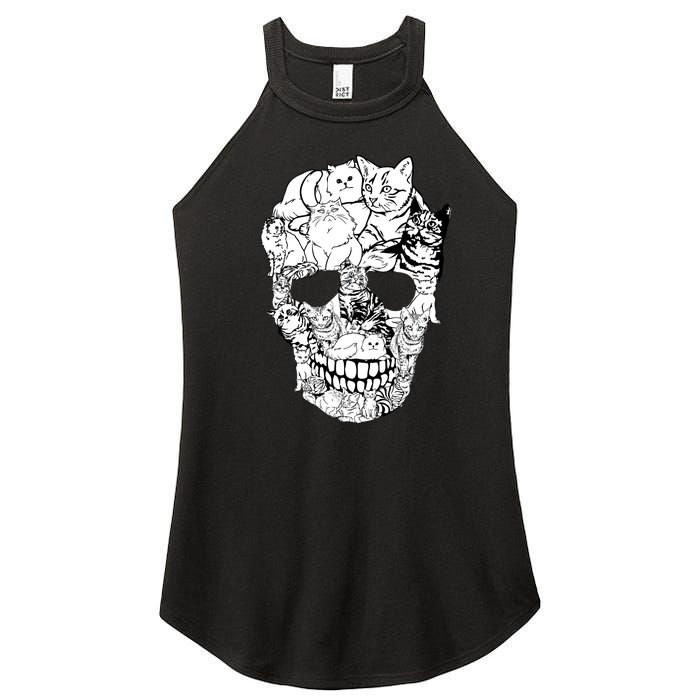 Halloween Cat Skull Kitty Skeleton Costume Skull Cat Women's Perfect Tri Rocker Tank