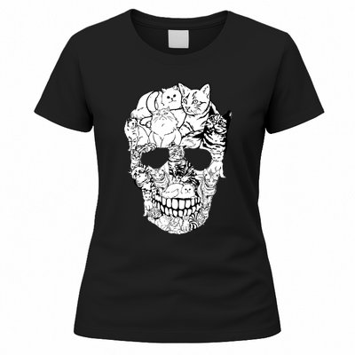 Halloween Cat Skull Kitty Skeleton Costume Skull Cat Women's T-Shirt