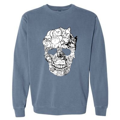 Halloween Cat Skull Kitty Skeleton Costume Skull Cat Garment-Dyed Sweatshirt