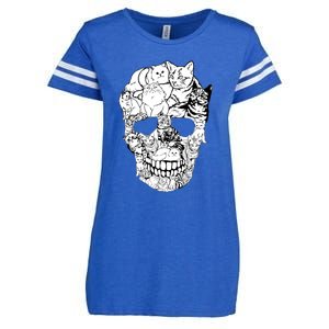 Halloween Cat Skull Kitty Skeleton Costume Skull Cat Enza Ladies Jersey Football T-Shirt