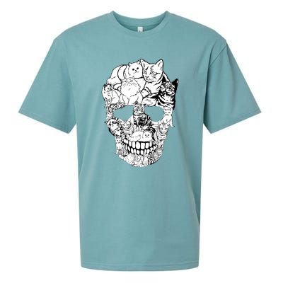 Halloween Cat Skull Kitty Skeleton Costume Skull Cat Sueded Cloud Jersey T-Shirt