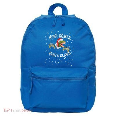 Here Comes Santa Trex Dinosaur Santa Claus Claws Meaningful Gift 16 in Basic Backpack