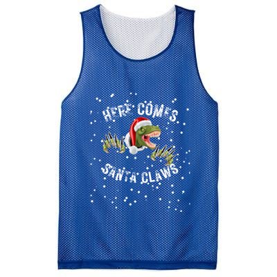 Here Comes Santa Trex Dinosaur Santa Claus Claws Meaningful Gift Mesh Reversible Basketball Jersey Tank