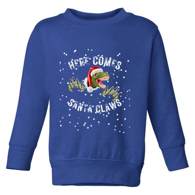 Here Comes Santa Trex Dinosaur Santa Claus Claws Meaningful Gift Toddler Sweatshirt