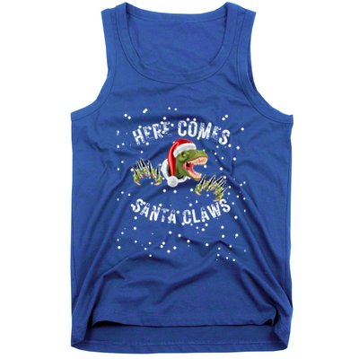 Here Comes Santa Trex Dinosaur Santa Claus Claws Meaningful Gift Tank Top