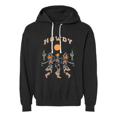 Howdy Cowboy Skeleton Dancing Country Western Garment-Dyed Fleece Hoodie