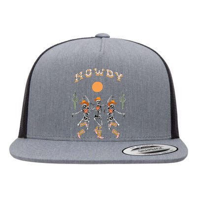 Howdy Cowboy Skeleton Dancing Country Western Flat Bill Trucker Hat