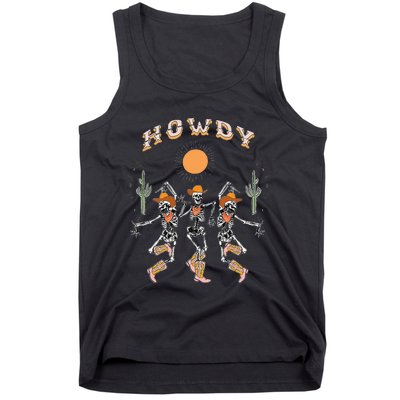 Howdy Cowboy Skeleton Dancing Country Western Tank Top