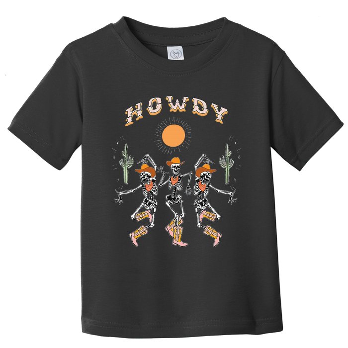 Howdy Cowboy Skeleton Dancing Country Western Toddler T-Shirt