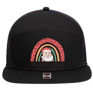 Holiday Cheer Santa Rainbow Graphic 7 Panel Mesh Trucker Snapback Hat