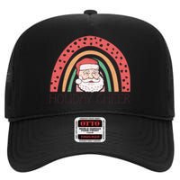 Holiday Cheer Santa Rainbow Graphic High Crown Mesh Back Trucker Hat