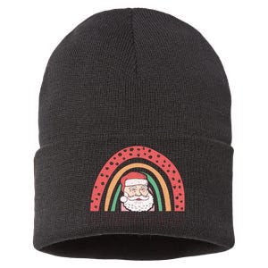 Holiday Cheer Santa Rainbow Graphic Sustainable Knit Beanie