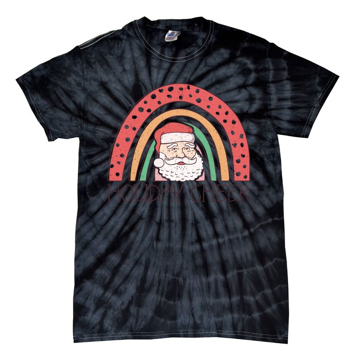 Holiday Cheer Santa Rainbow Graphic Tie-Dye T-Shirt