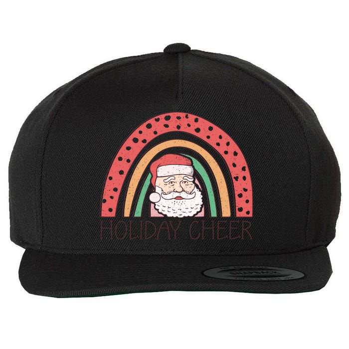 Holiday Cheer Santa Rainbow Graphic Wool Snapback Cap