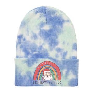 Holiday Cheer Santa Rainbow Graphic Tie Dye 12in Knit Beanie