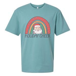 Holiday Cheer Santa Rainbow Graphic Sueded Cloud Jersey T-Shirt