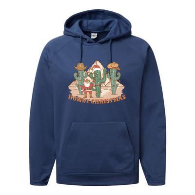 Howdy Christmas Sublimation Funny Cactus Xmas Lights Gift Performance Fleece Hoodie