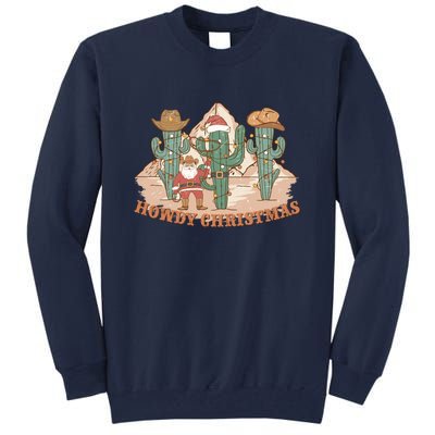 Howdy Christmas Sublimation Funny Cactus Xmas Lights Gift Tall Sweatshirt