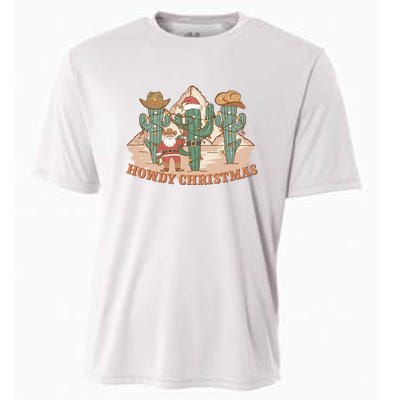 Howdy Christmas Sublimation Funny Cactus Xmas Lights Gift Cooling Performance Crew T-Shirt