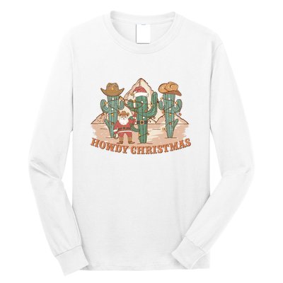 Howdy Christmas Sublimation Funny Cactus Xmas Lights Gift Long Sleeve Shirt